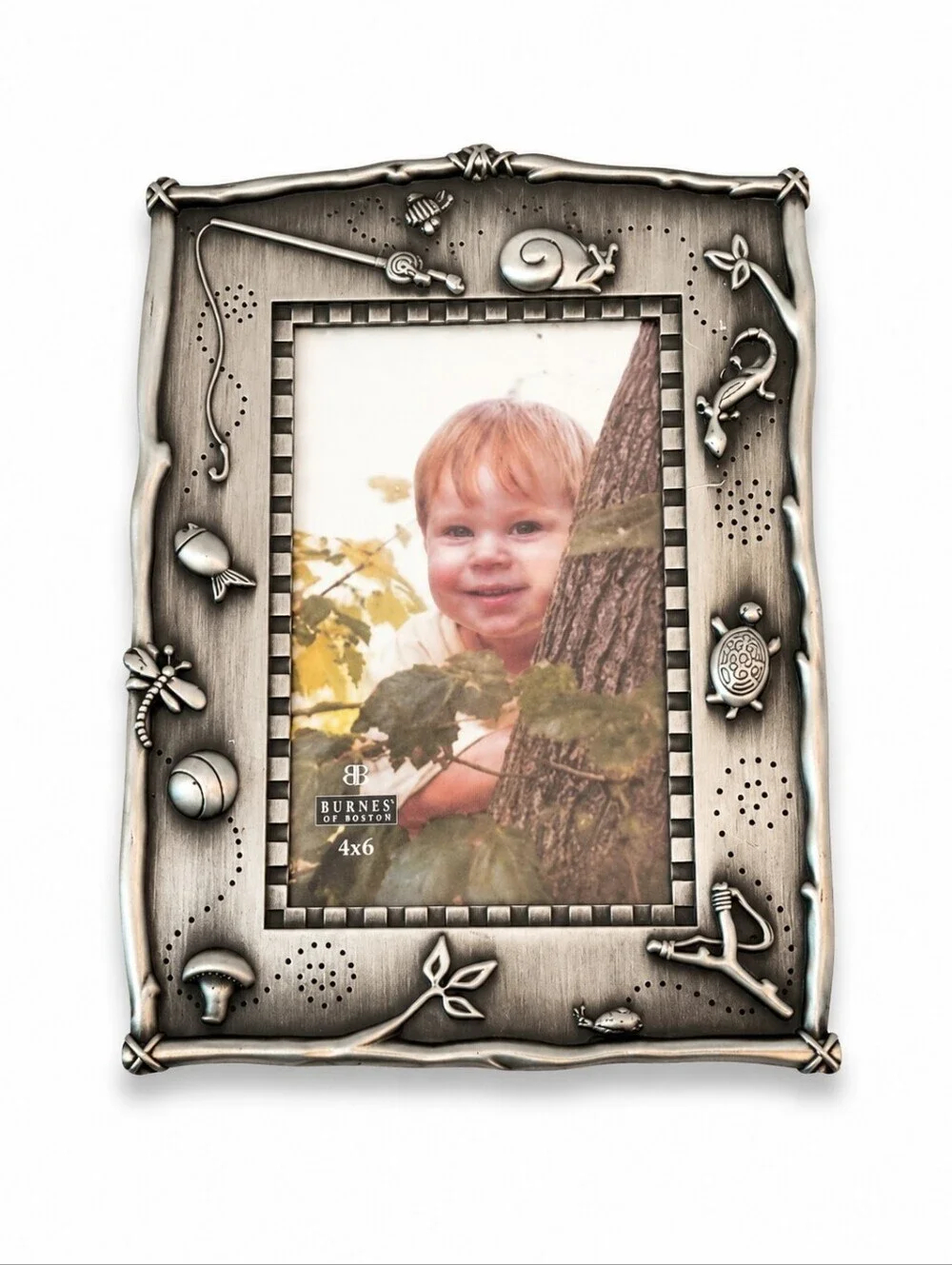 3/$30 BURNES OF BOSTON Fishing Fisherman Outdoor Boy's Metal Frame 4 x 6